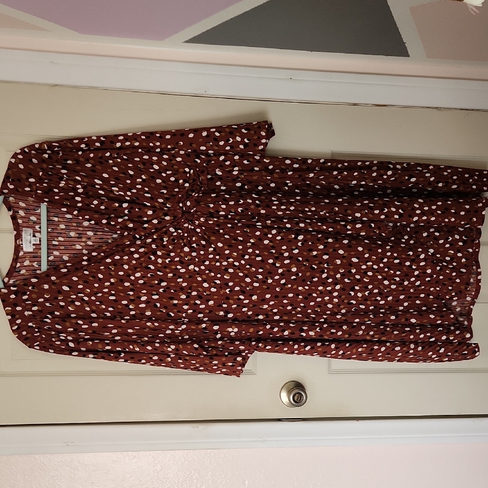 Robbie Bee Brown and White Patterned Dress